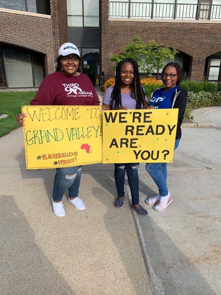 Black Excellence Orientation 2019 students holding signs 4